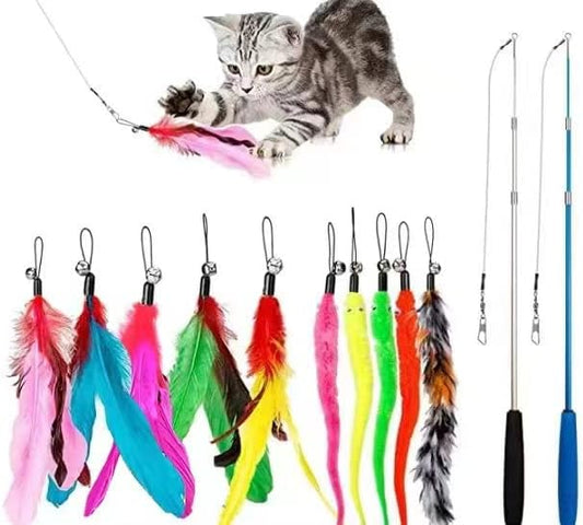 The Cat Dog Shop 11PCS PurrChase Pro Feather & Worm Cat Wand 11PCS