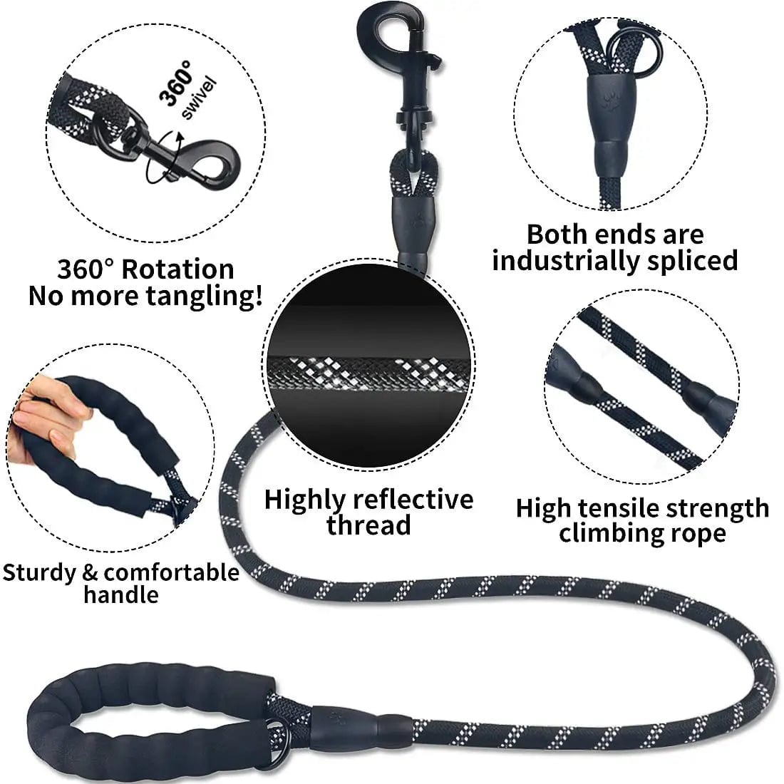 The Cat Dog Shop Dog Leash ToughTrail Reflective Dog Leash