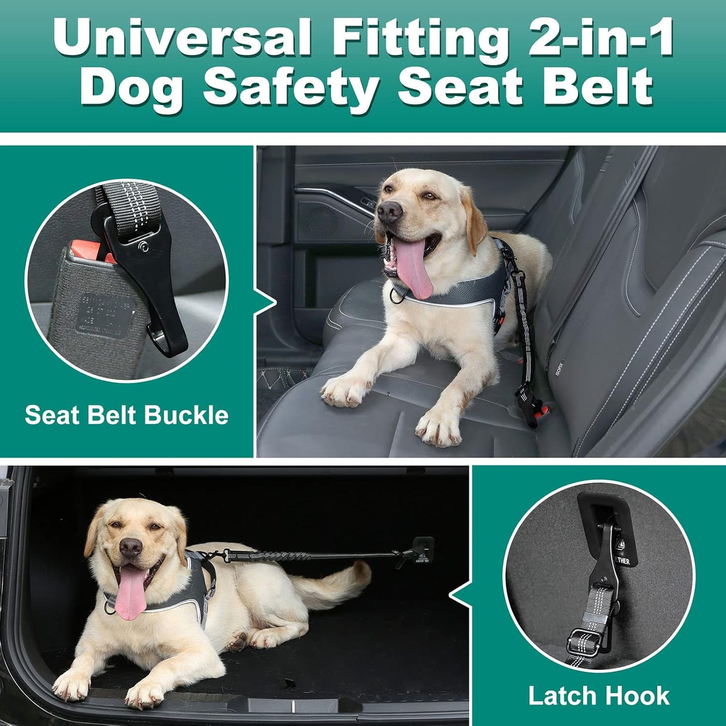 The Cat Dog Shop Dog Seat Belt Harness Black SafeRide Pro Dog Seat Belt Harness