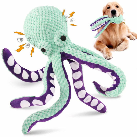 The Cat Dog Shop Green Dog Toy Plush Octopus Pet Toy Puppy Toy Interactive Dog Play