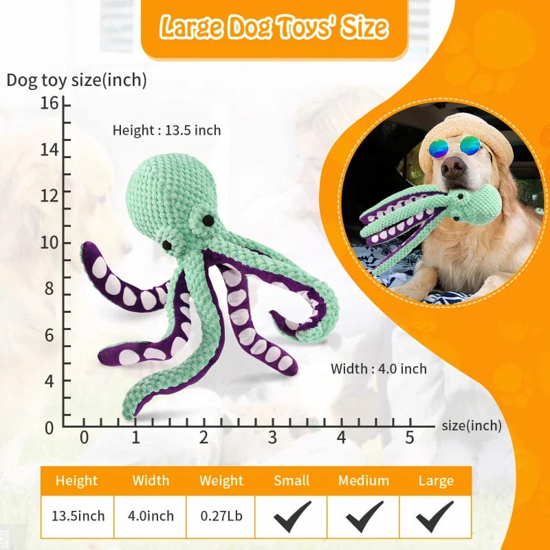 The Cat Dog Shop Green Dog Toy Plush Octopus Pet Toy Puppy Toy Interactive Dog Play